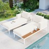 PAGED 2 in 1 Patio Chaise Lounge Padded Daybed witn 2 Lounge Chairs, Cushions, Pillows and Side Table for Garden, Poolside - 2 of 4