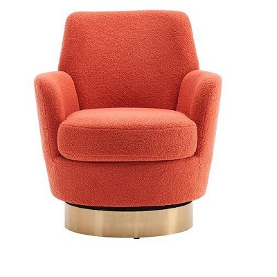 Ridstar Accent Chair and Armchairs with Gold Stainless Steel Base For Living Room & Bedroom-Orange