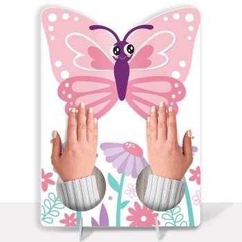 Big Dot of Happiness Beautiful Butterfly - Floral Baby Shower or Birthday Activity - 2 Player Build-A-Face Party Game
