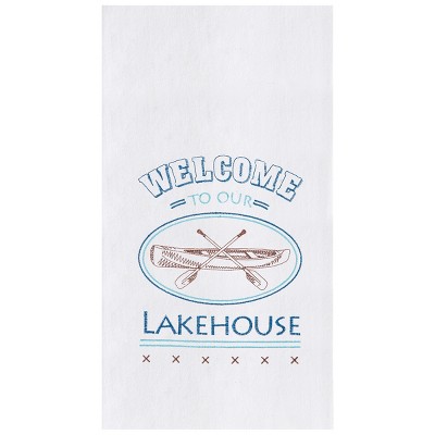 C&F Home Welcome Lake House Embroidered Flour Sack Cotton Kitchen Towel