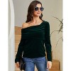 WhizMax Off The Shoulder Tops for Women Plus Size Cross Wrap Velvet Tee Shirt Blouse - 2 of 4
