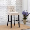 WestinTrends 29" Linen Tufted Buttons Upholstered Wingback Bar Stool (Set of 3) - 2 of 4