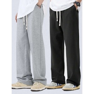 TIME HOLLOW Casual Straight Leg Pants - Minimalist Versatile Sweatpants - 1 of 3