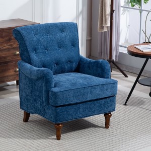 Hrinhom 28.2"W Leisure Chenille Armchair, Reading Chair with Wooden Legs - 1 of 4