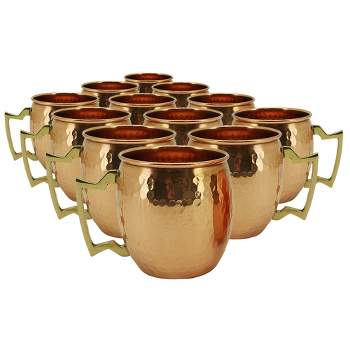 Set of 12 Modern Home Authentic 100% Solid Copper Hammered Moscow Mule Mug - Handmade in India