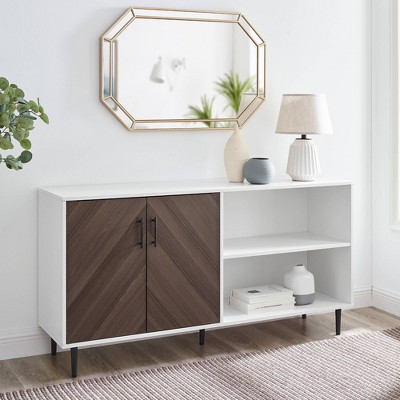 Angelo Modern 2 Door Bookmatch TV Stand for TVs up to 65" Ash Brown/White - Saracina Home