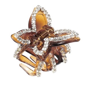 Unique Bargains Women's Grace Bow Rhinestones Hair Clips1.42"x1.18"x1.02" Brown 1 Pc - 1 of 4