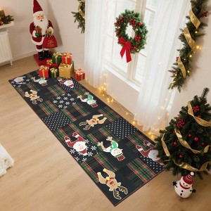 COZONY Christmas Santas Area Rug - Machine Washable Throw Rug Runner, Xmas Holiday Decor Carpet for Kitchen, Living, Bathroom, Bedroom - 1 of 4