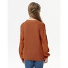 Girls Pullover Sweater Cable Knit Soft Comfy Sweater for Girls Crew Neck Sweater Puff Sleeve Ribbed Knit Cuff - 2 of 4