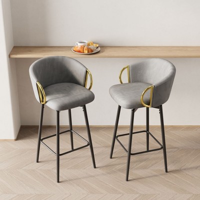 NicBex Set of 2 Bar Stools for Kitchen Island,Swivel Counter Bar Stools with Footrest,Bar Chairs for Dining Rooms,Kitchens Islands,Gray/Beige