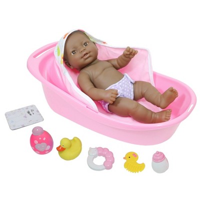 JC Toys La Newborn All Vinyl 13" Realistic Baby Doll Bathtub Set 8pc Set - Brown Eyes