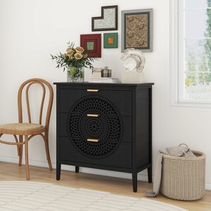 NicBex 3 Drawer Dresser Storage Chest with Hollow-Carved and Metal Handles for Bedroom,Living Room,Entryway - 1 of 4