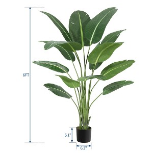 Fake Banana Tree Plant with Pot - Artificial Tree Bird of Paradise, Faux Plant for Home ＆Office Decoration - 1 of 4