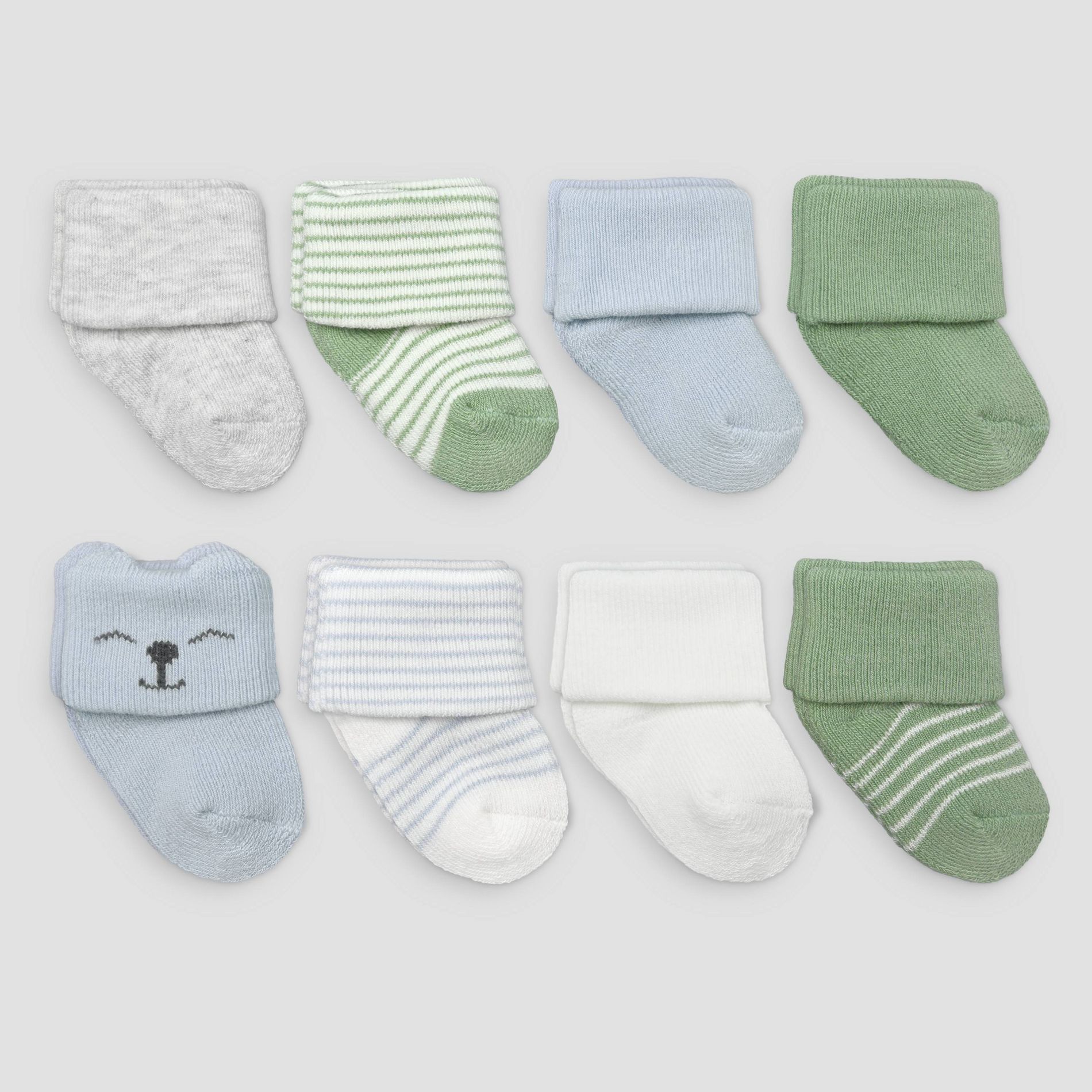 Carter's Just One You® Baby Boys' 8pk Terry Ankle Socks- Blue/Green 0-3M