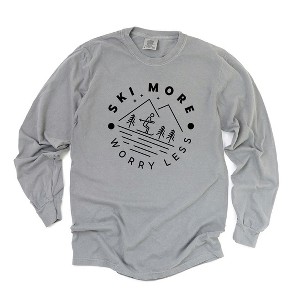 Simply Sage Market Women's Ski More Worry Less Long Sleeve Garment Dyed Graphic Tee - 1 of 2