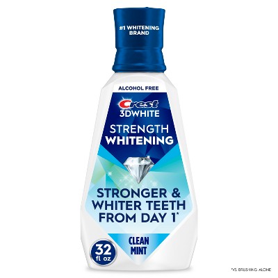 Crest 3D White Strength Whitening Mouthwash - Alcohol Free - Contains Fluoride - Arctic Fresh - 946ml