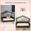 Wicker Dog House Outdoor with Canopy, Rattan Dog Bed with Water-resistant Cushion, Raised Dog Bed for Small, Medium Dogs up to 66 lbs, 19.75" in - 4 of 4