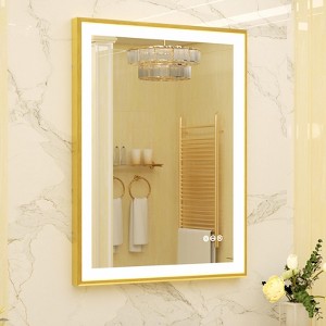 32/40/48/56/60in LED Mirror Bathroom Wall Mirrors w/ Lights Gold Frame Dimmable 3 Colors Anti-fog, Decor Wall Mirror - 1 of 4