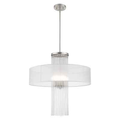 Alexis Elegant 4-Light Brushed Nickel Pendant with Crystal Rods