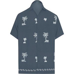 LA LEELA Men's Hawaiian Shirt Fashion Button Down Short Sleeves Holidays Aloha Party Casual Tops Summer Beaches Shirts for Mens - 1 of 4