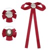 INSPIRE CHIC Women's Pre-Tied Long Ribbon Bowknot Faux Pearl Brooch Pin Tie - 3 of 4
