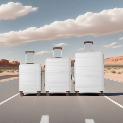 INFURNIC Bag and Luggage Sets Lightweight Rolling Carry on Suitcases, Hard Shell Travel Luggage 3 Piece with Wheels, White, 20.47"*11.22"*29.33"