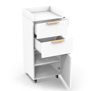 Karl Home Black Wooden Mobile Salon Trolley Cart with Wheels and 2 Drawers - 1 of 4