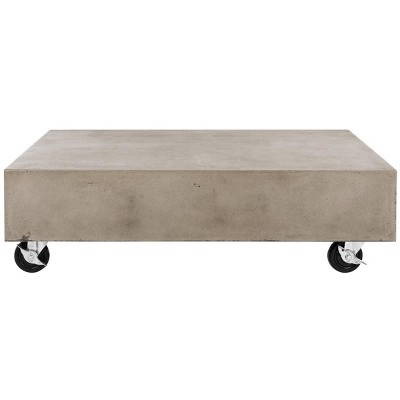 Gargon Dark Gray Concrete Square Coffee Table with Casters