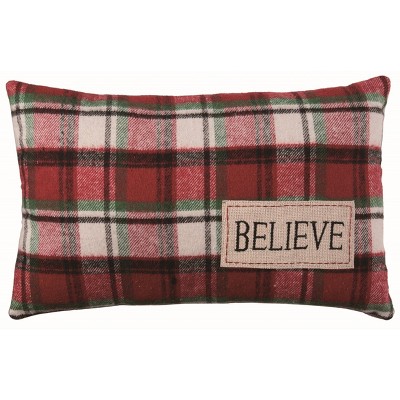 Transpac Polyester Multicolor Christmas Plaid Lumbar Pillow