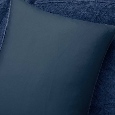 Lush Decor Lush Décor 7pc Queen Modern Ultra Soft Faux Fur Light Weight All Season Comforter Bedding Set Navy Blue — фото 5