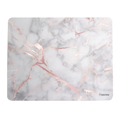 INSTEN Reflective Anti-Slip Marble Mouse Pad, White/ Rose Gold Marble -  Insten