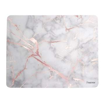 Insten Reflective Marble Design Mouse Pad - Anti-Slip Mat for Wired/Wireless Gaming Computer Mouse, White/Rose Gold