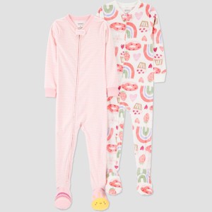 Carter's Just One You® Toddler Girls' 2pk Snug Fit Long Sleeve Fleece Footed Pajama - 1 of 4