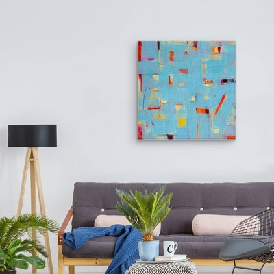 24" x 24" Blue and Red Abstract Canvas Art