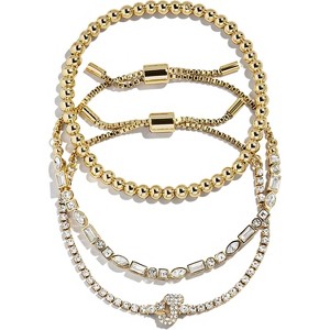 3-Piece Gold Plated Initial Bead Bracelet Set, Personalized Trendy Jewelry Gift for Women - 1 of 4