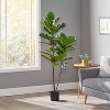 Gulches 59 Inch Artificial Fiddle Leaf Fig Plants, Pre Potted and Boasting Lush Green Foliage, Perfect for Indoor Spaces - 2 of 4
