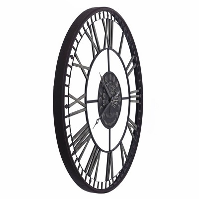 Aged Black Metal Analog Roman Numeral Wall Clock