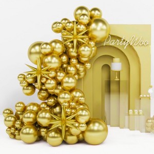 PartyWoo Balloons Metallic Gold 22 Inch Star 18 12 10 5 Inch 110 pcs - 1 of 4