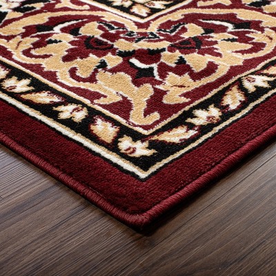 Red Floral Medallion Synthetic Indoor Area Rug, 8' x 10'