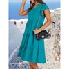 Womens Summer Ruffle Sleeve V Neck Midi Dress Casual Fit Flowy Ruffle Tiered Boho Dress - 4 of 4