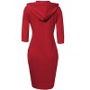 Coolmee 3/4 Sleeve Hoodie Dress for Women Casual Pocket Slim Pullover Knee Length Dress - 2 of 3