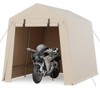 7x10FT Portable Outdoor Storage Shed with 2Roll-Up Zipper Doors & Vents,Waterproof PE Tarp,UV-Resistant Carport for Motorcycle,Firewood,Tools-Khaki - 2 of 4