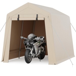 Outdoor Portable Storage Shed with Roll-Up Door & Vent, 240G Heavy-Duty Shelter Waterproof PE Tarp, UV-Resistant Storage Sheds for Motorcycle - 1 of 4
