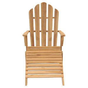 vidaXL Folding Adirondack Chair Patio Lawn Chair with Footrest Solid Wood Teak - 1 - 1 of 4