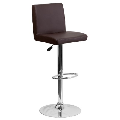 Emma and Oliver Panel Back Adjustable Height Barstool with Chrome Base