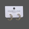 X's and O's Half Hoop Earrings for Women Two Town Gold Plated CZ Ginger Lyne Collection - 3 of 4