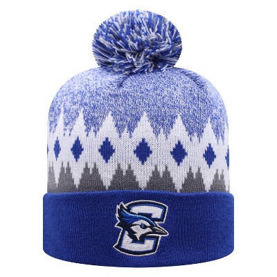 NCAA Creighton Bluejays Men's Jagged Knit Cuffed Beanie with Pom