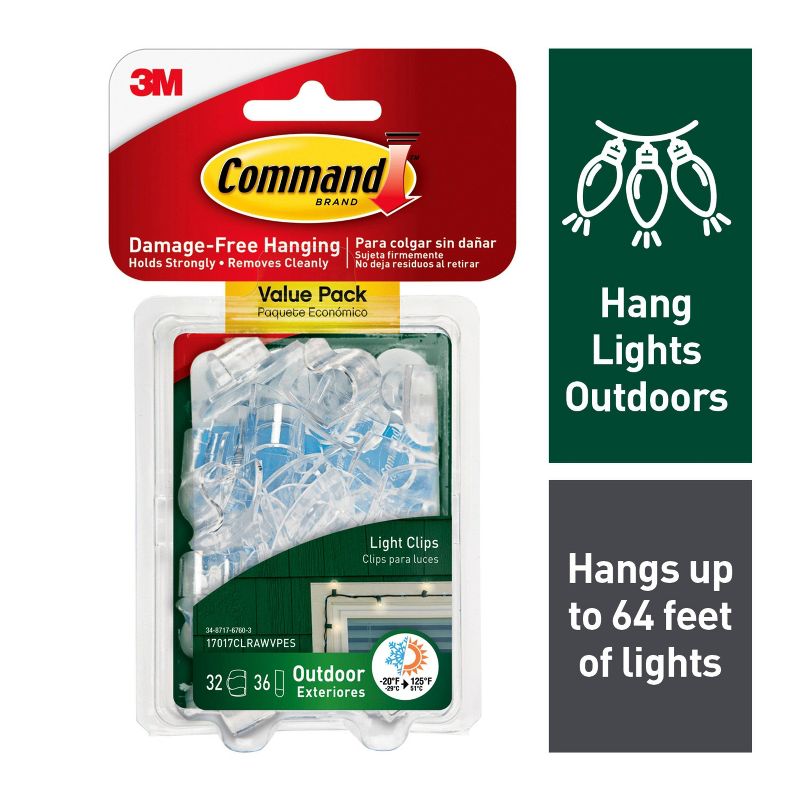 Command Outdoor Light Clips with Foam Strips Clear, 3 of 18