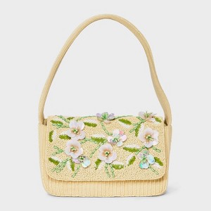 Hand Beaded Floral Embellished Flap Shoulder Bag - A New Day