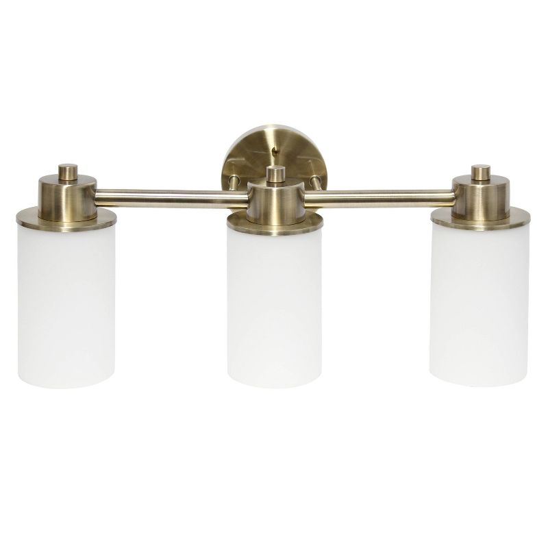 3 Light Metal and Opaque White Glass Shade Vanity Wall Light Fixture with Round Backplate -  Lalia Home, 1 of 10